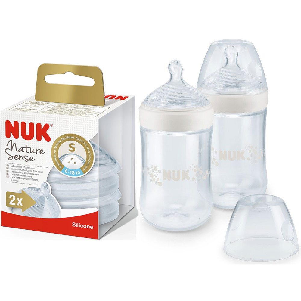 NUK Babyflasche NUK Nature Sense Geschenkset mit 2*260ml + 2er Sauger Vorteilset