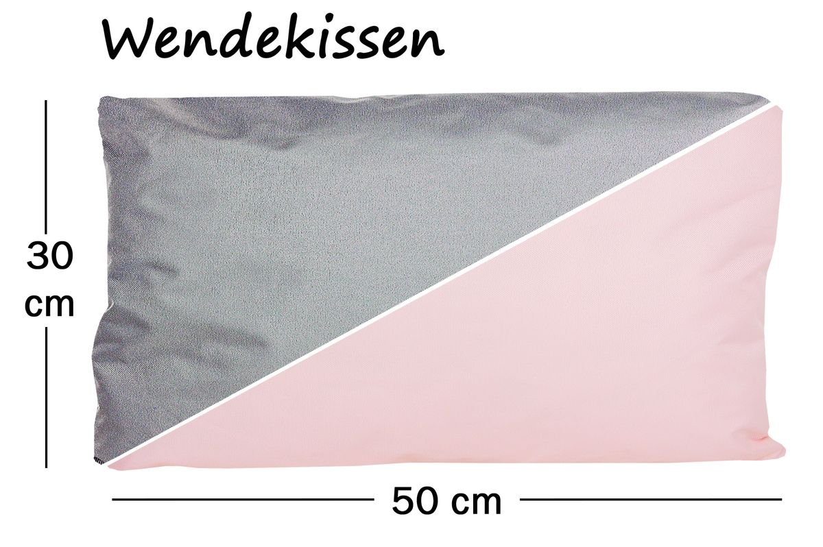 Wende & Dekokissen Lotus-Effekt, Robust, inkl. Grau Rosa Kissen 2-farbiges für - Füllung, Innen JACK Strapazierfähig, Outdoor mit JACK Dekokissen 30x50cm geeignet Außen