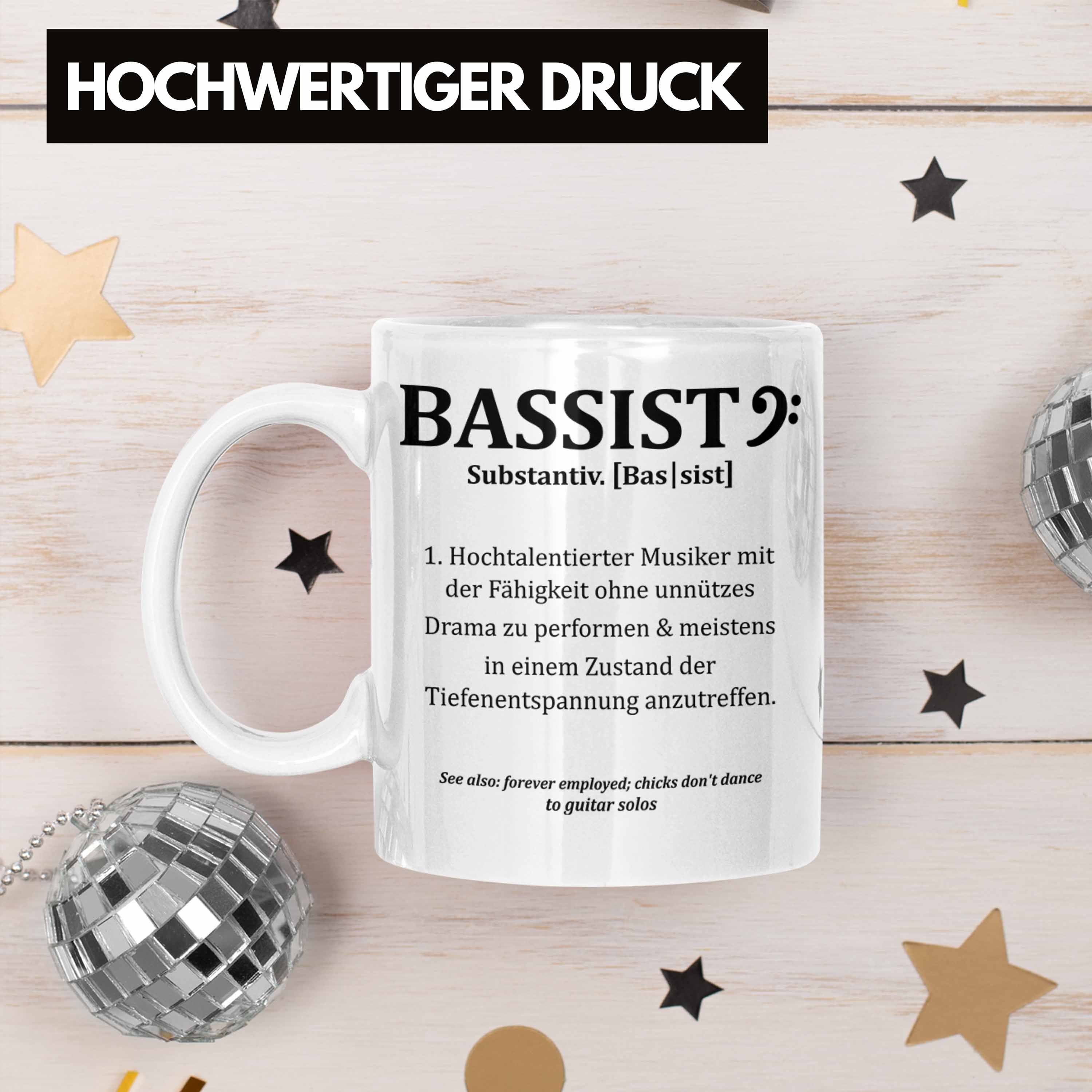 Weiss Geschenkidee Bassist Kaffee-Becher Geschenk Tasse Bass-Spieler Bassist Trendation Tasse
