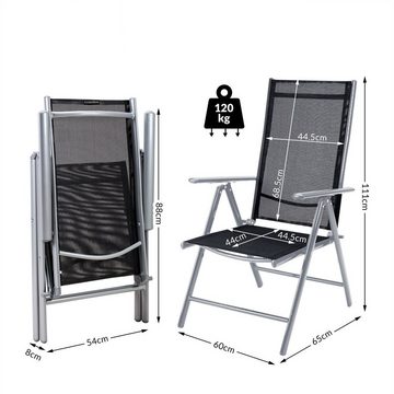 Casaria Sitzgruppe Bern, (9-tlg), Aluminium 5mm Sicherheitsglas Stühle Klappbar Verstellbar Wetterfest