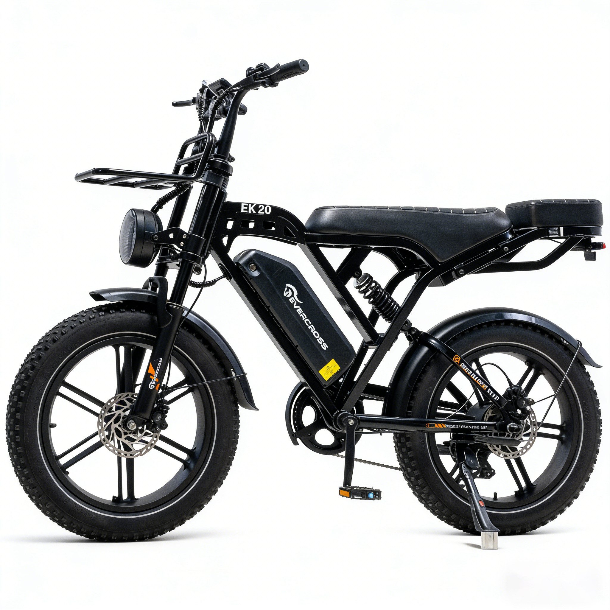 EVERCROSS TECH E-Bike 20” x 4,0 fette Reifen MTB, 48V 15,6AH Removable Battery, NFC, Heckmotor, 748,8 Wh, 100km, 7 Gang Shimano, Kettenschaltung, Heckmotor