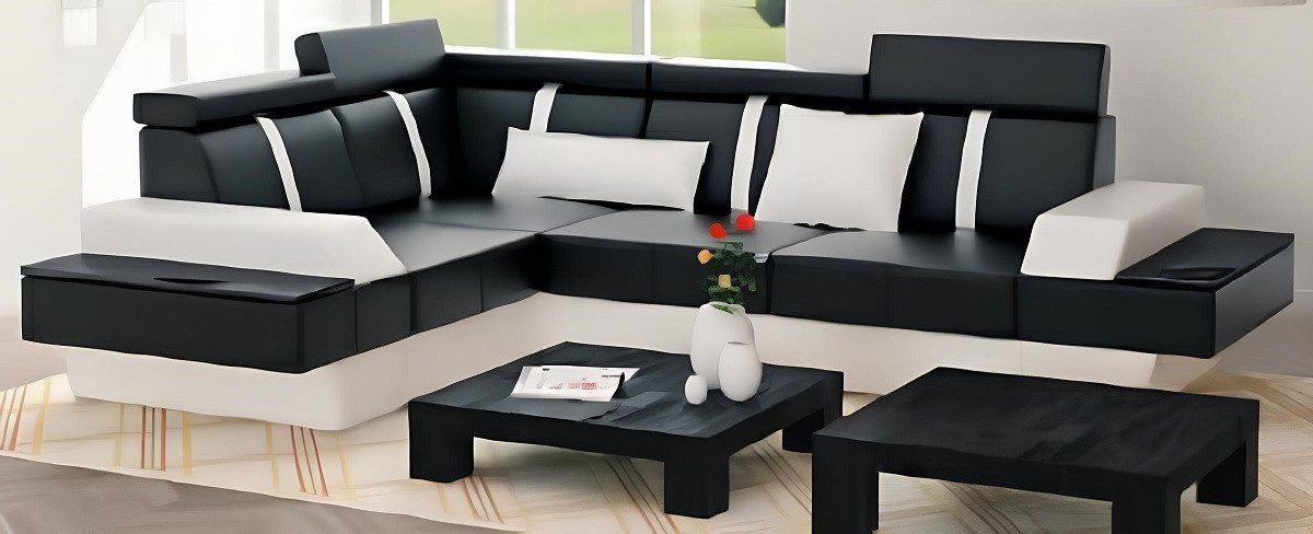 Xlmoebel Ecksofa Ledersofa mit USB-Anschluss – Eckgarnitur mit Komfort, Hergestellt in Europa