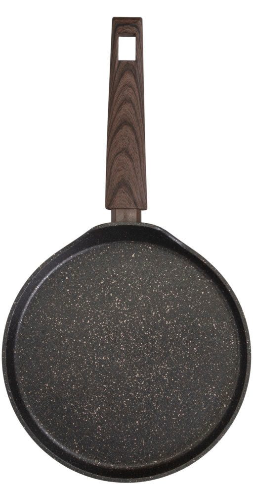 RESTO Kitchenware Crêpepfanne Carina, Pfannkuchenpfanne mit holzähnlichem Soft-Touch-Griff, Aluminium (1-tlg), mit Marmor-Antihaftbeschichtung, 4-lagig, für alle Herdarten geeignet