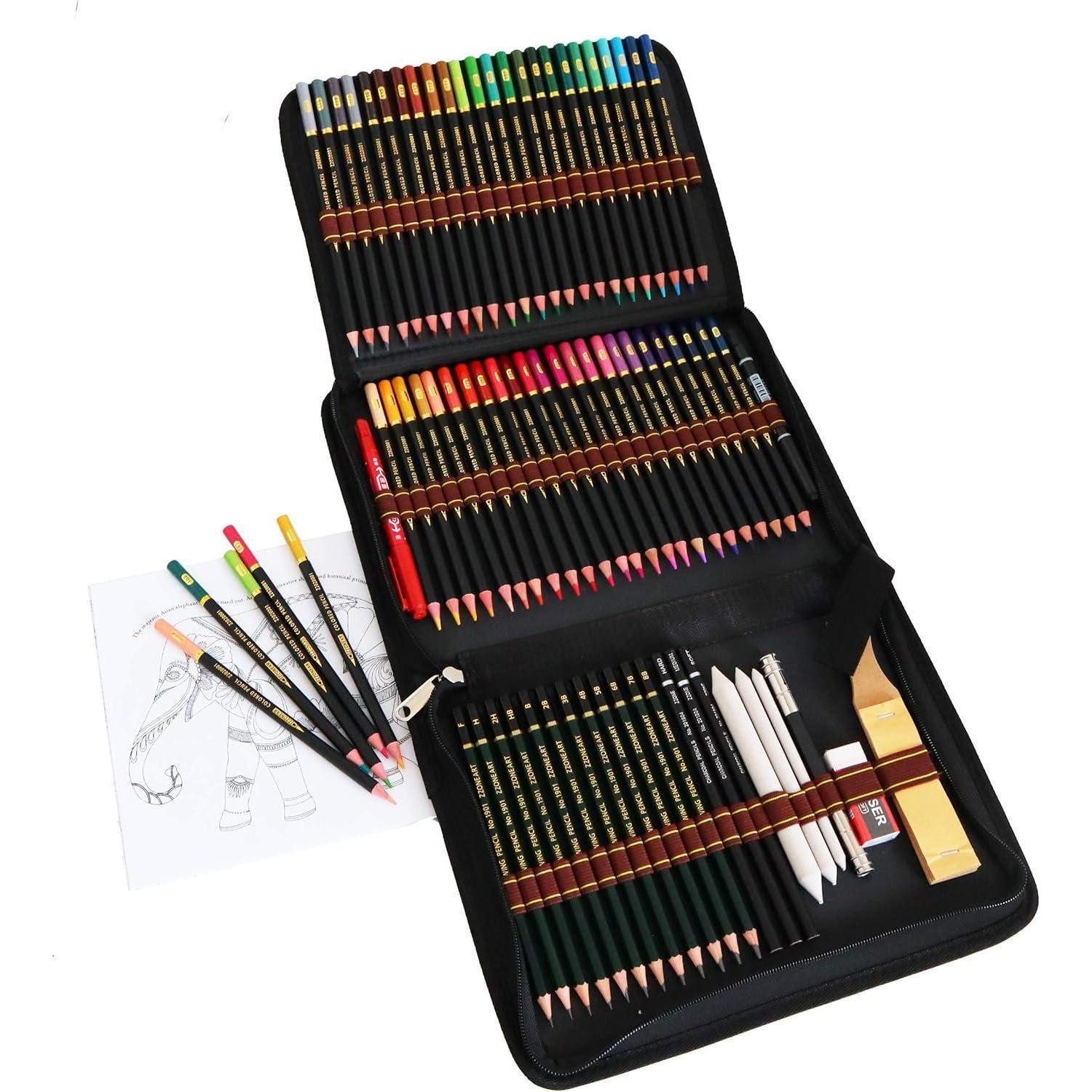 Majoart Malstift 72-teiliges Profi Mal- und Zeichenstifte Set mit Tasche, für