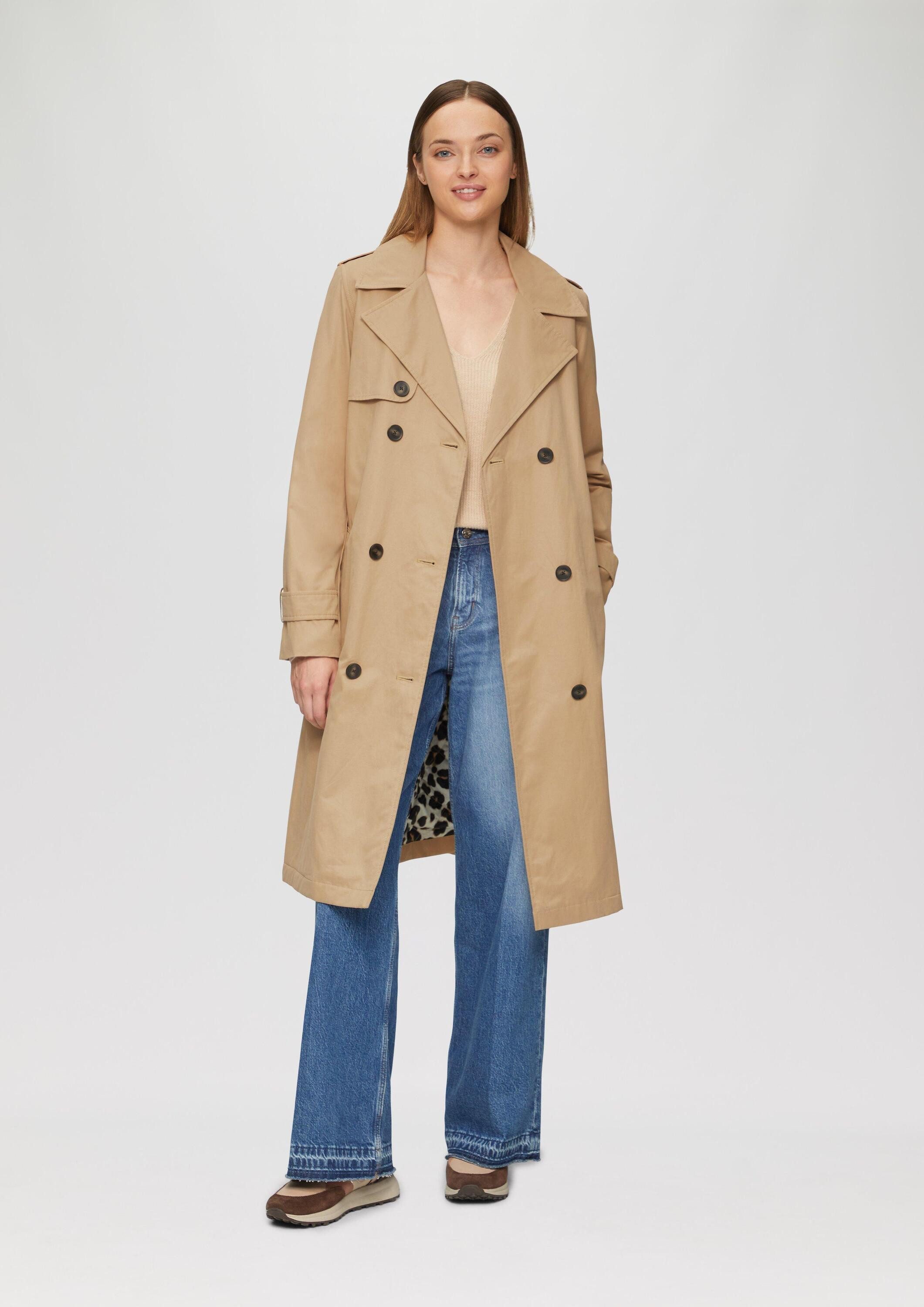 s.Oliver Trenchcoat Outdoor-Mantel Wattierter Trenchcoat mit Innenprint