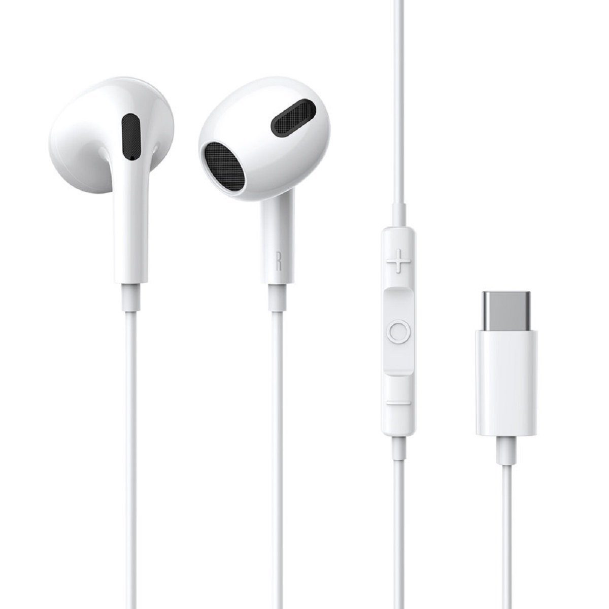 Baseus encok c17 kabelgebundener Kopfhörer mit USB-Typ-C-Mikrofon In-Ear-Kopfhörer (Kabelgebunden, In-Ear-Kopfhörer, integrierte Steuerung für Anrfe und Musik, Kabellänge: 1,1 m, mit USB-Typ-C-Mikrofon weiß, Kompatibilität: Android / iOS, mit ergonomischem Design)