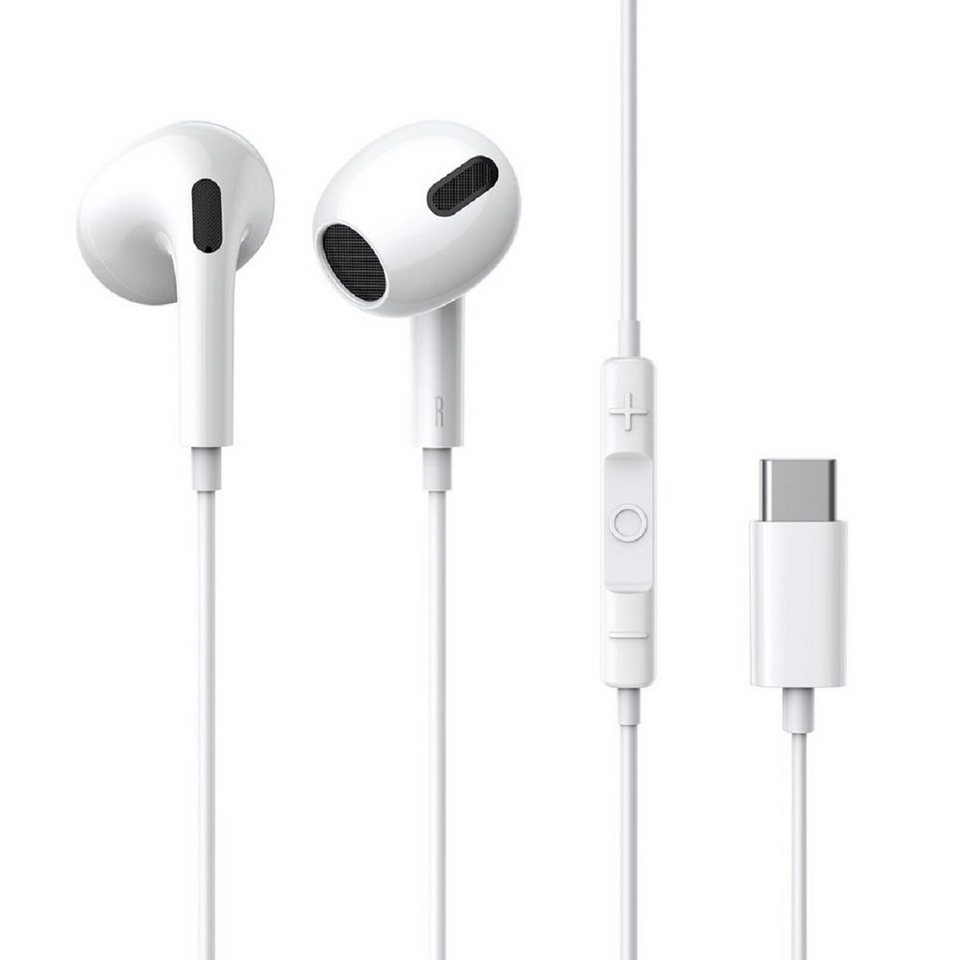 Baseus encok c17 kabelgebundener Kopfhörer mit USB-Typ-C-Mikrofon In-Ear- Kopfhörer (Kabelgebunden, In-Ear-Kopfhörer, integrierte Steuerung für Anrfe  und Musik, Kabellänge: 1,1 m, mit USB-Typ-C-Mikrofon weiß, Kompatibilität:  Android / iOS, mit