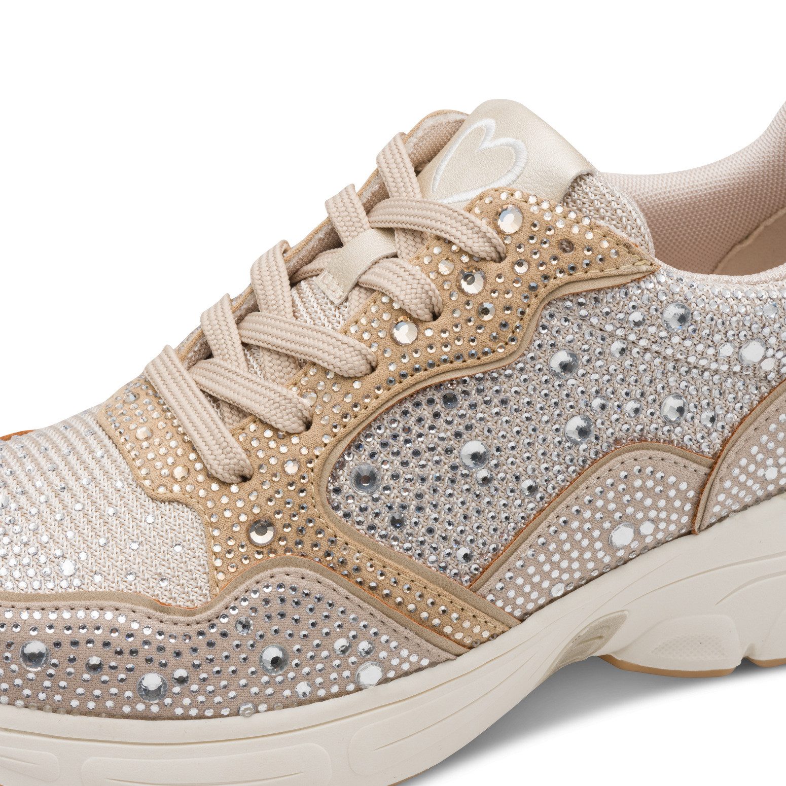 MARCO TOZZI Plateausneaker Freizeitschuh, Halbschuh, Schnürschuh mit glänzenden Strasssteinen