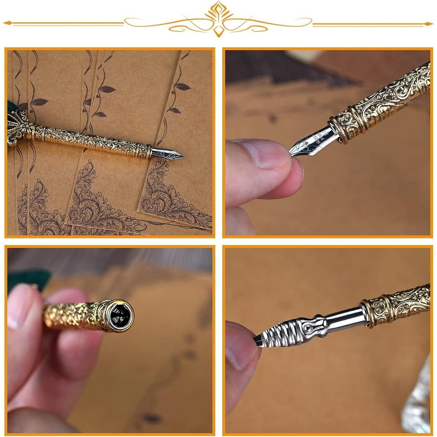 LuxusKollektion Kalligraphie-Stift Kalligraphie Schreibfeder Set Vintage Dip Pen Handgemacht Federn Ink – Bild 2 von 5