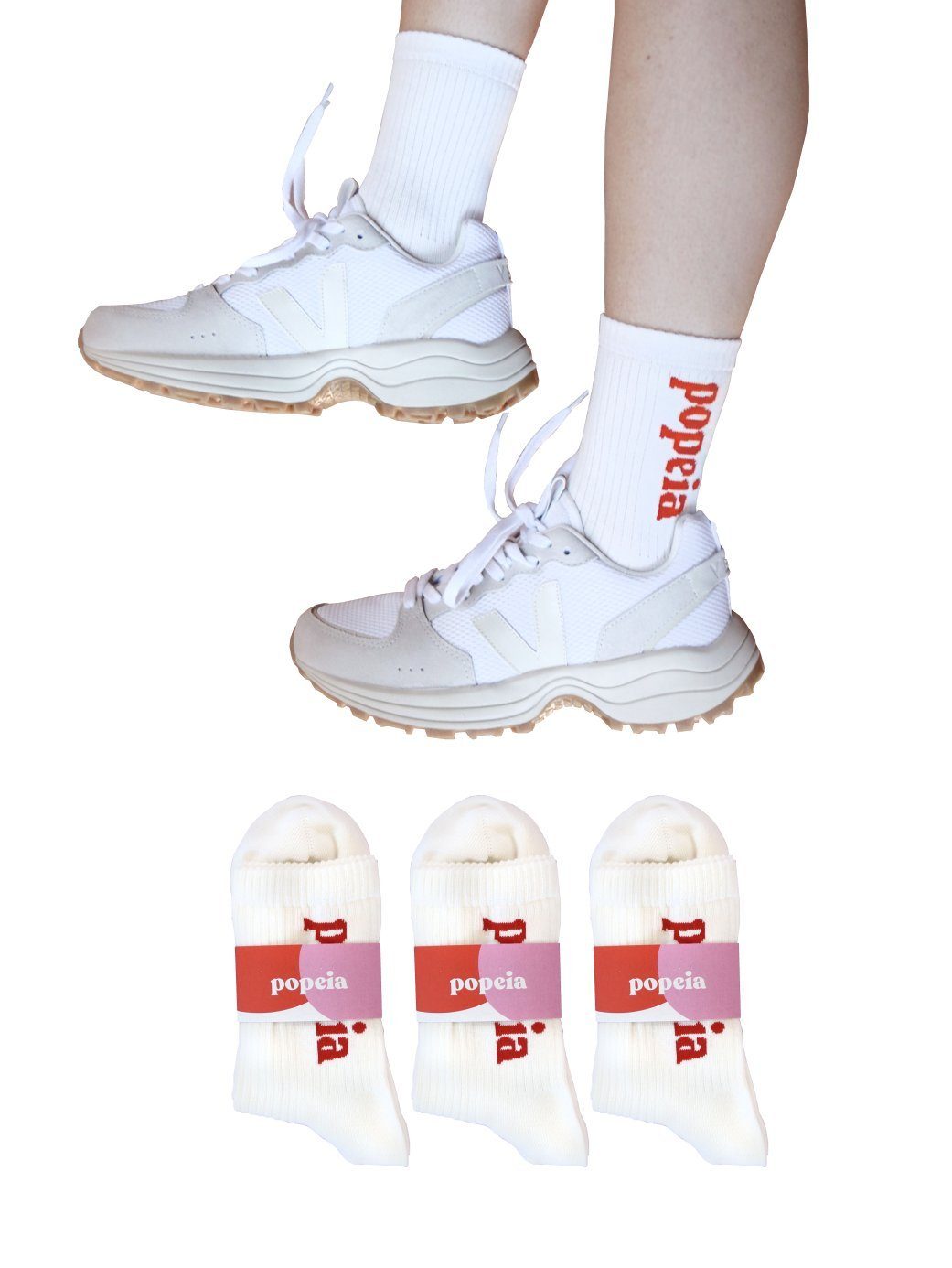 popeia Bio-Baumwolle Socken The weiß Bold weichster aus