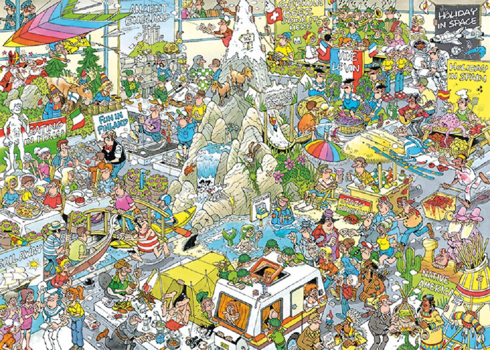 Jan van Haasteren Puzzle JUMBO 19051 Jan van Haasteren Die Urlaubsmesse 100 günstig online kaufen