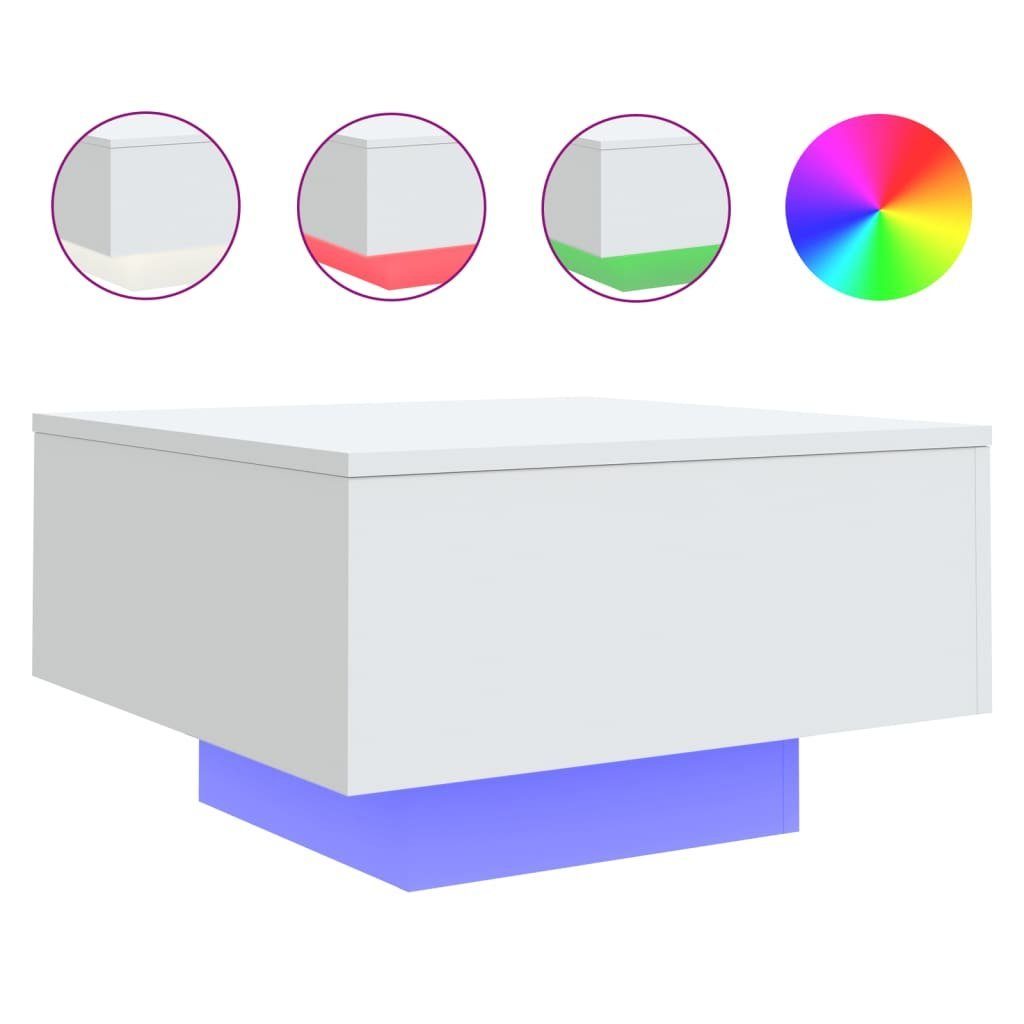 Couchtisch 55 x 55 x 31 cm Couchtisch mit LED Leuchten Weiß 55x55x31 cm Beistellt