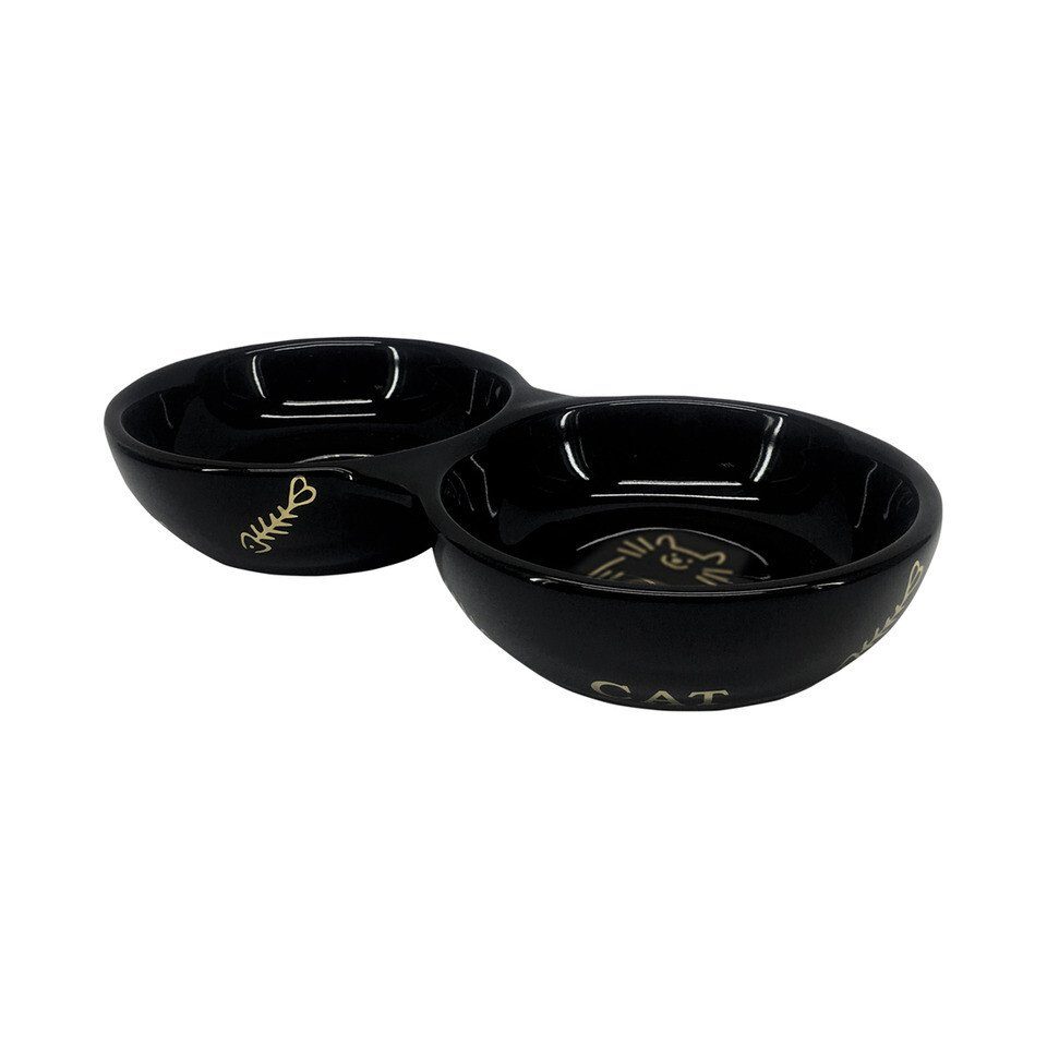 Nobby Napf-Set Katzen Keramik Doppelnapf Golden Cat schwarz