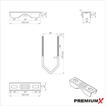 PremiumX Z-Ausleger 50cm Ø 48mm Stahl mit Schellen SAT Mast Ausleger SAT-Halterung