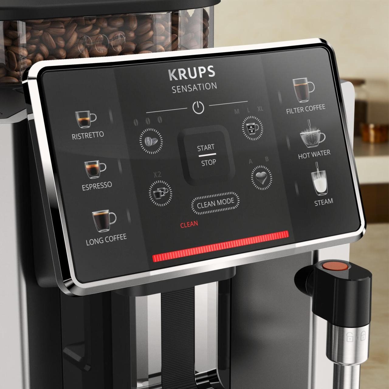 Krups Kaffeevollautomat EA910A10, Krups Sensation C10 Kaffeevollautomat EA910A10 Touchscreen Schwarz