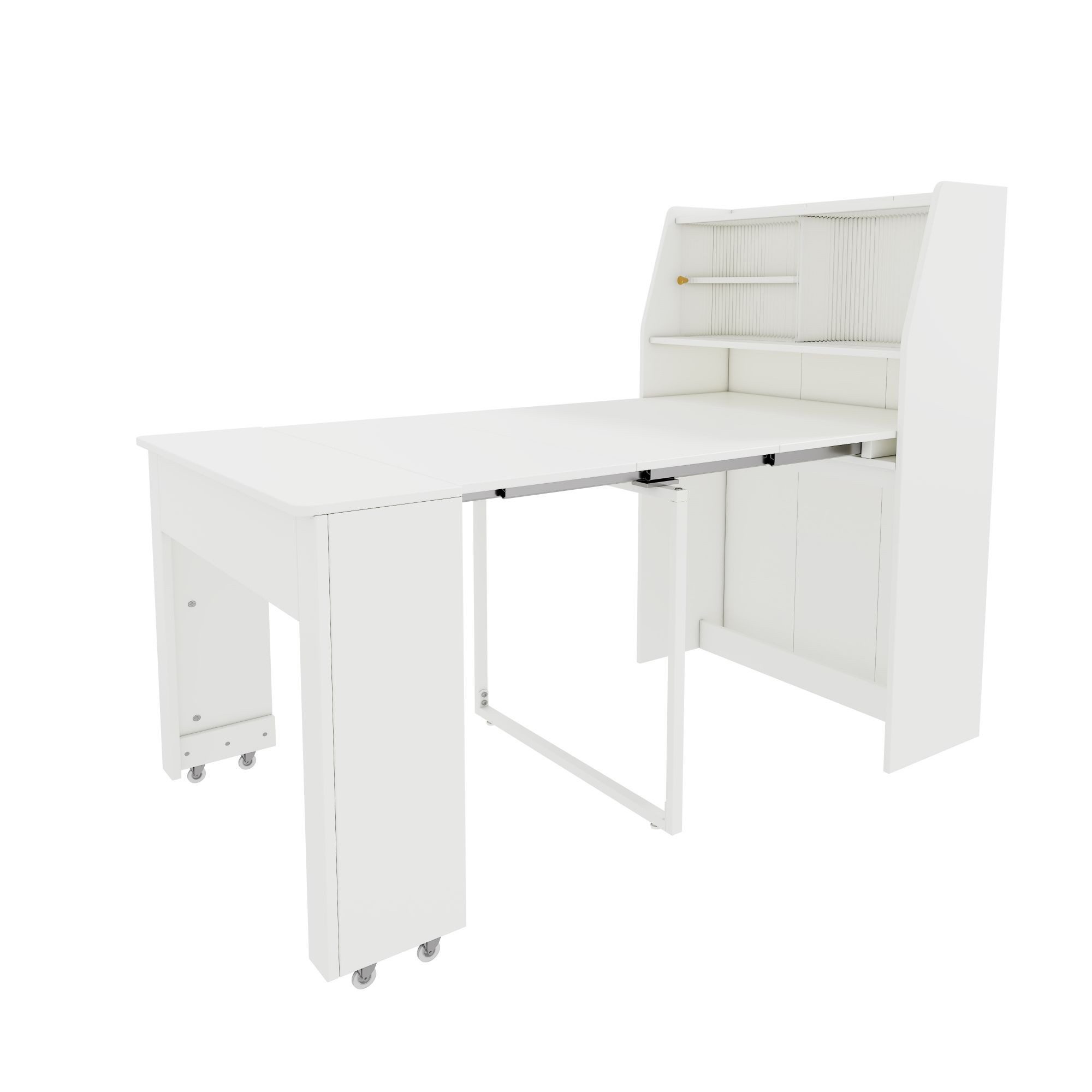 KLAM HOME Esstisch Ausziehbarer 52–132,5 cm großer Küchentisch mit Stauraum-Sideboard (1 Multifunktionaler klappbarer Esstisch), Klappbarer Esstisch Couchtisch  – Bild 2 von 5