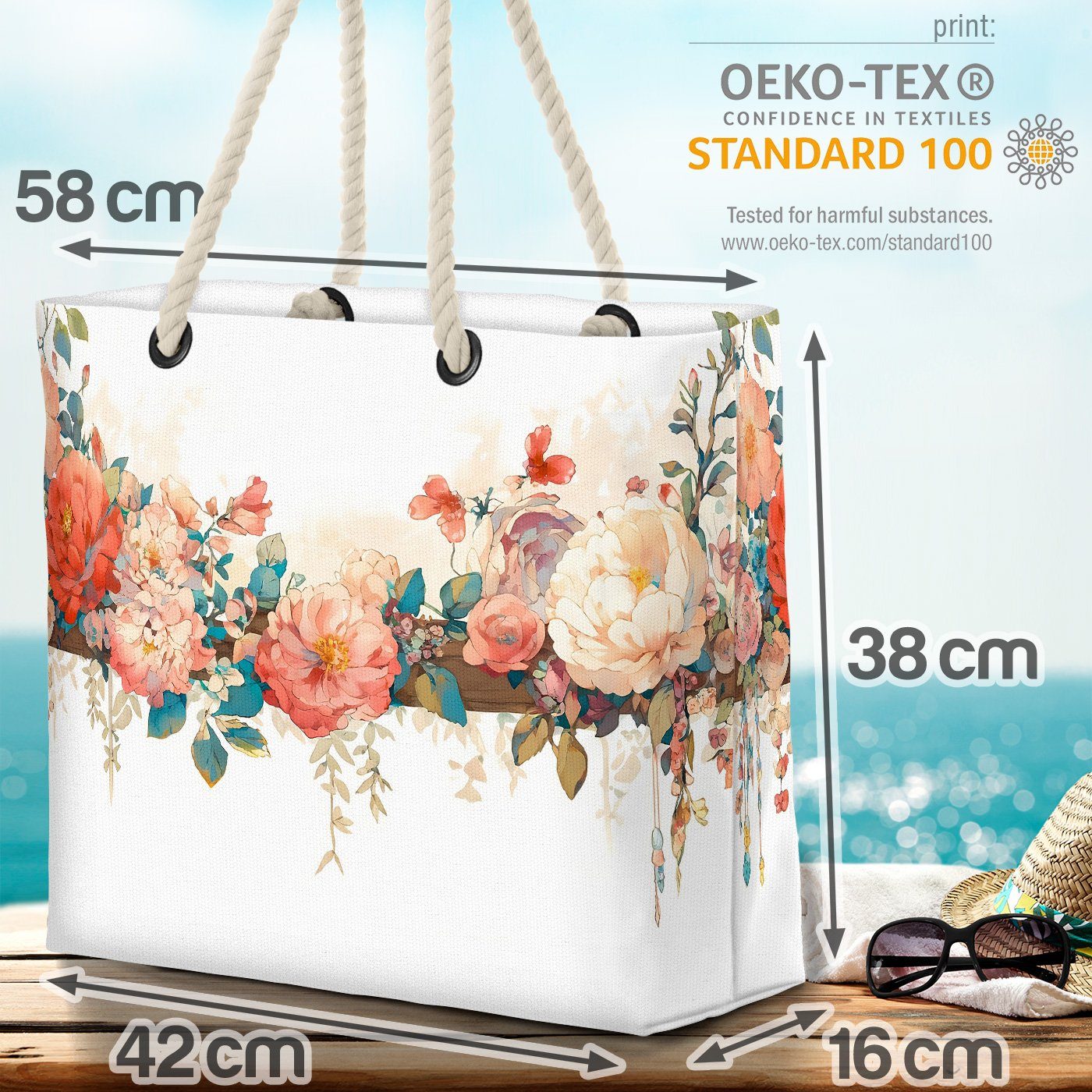 floral Rosen Strandtasche landesgrenzen Bouquet Tulpen Gemalte VOID wasser blume (1-tlg), Blumen