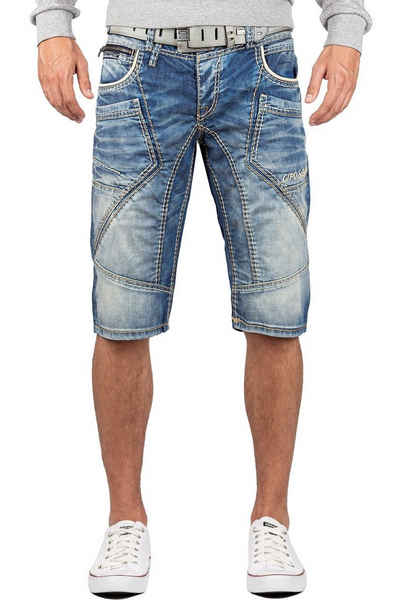 Cipo & Baxx Jeansshorts Kurze Hose BA-CK201 mit dicken Nähten verziert