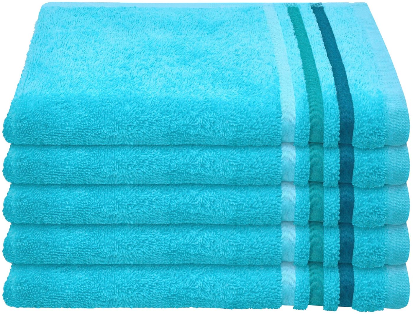 Schiesser Gästehandtücher Skyline Color aus 100 % Baumwolle mit eleganter Streifenbordüre, Frottier (Set, 5-St), MADE IN GREEN by OEKO-TEX®