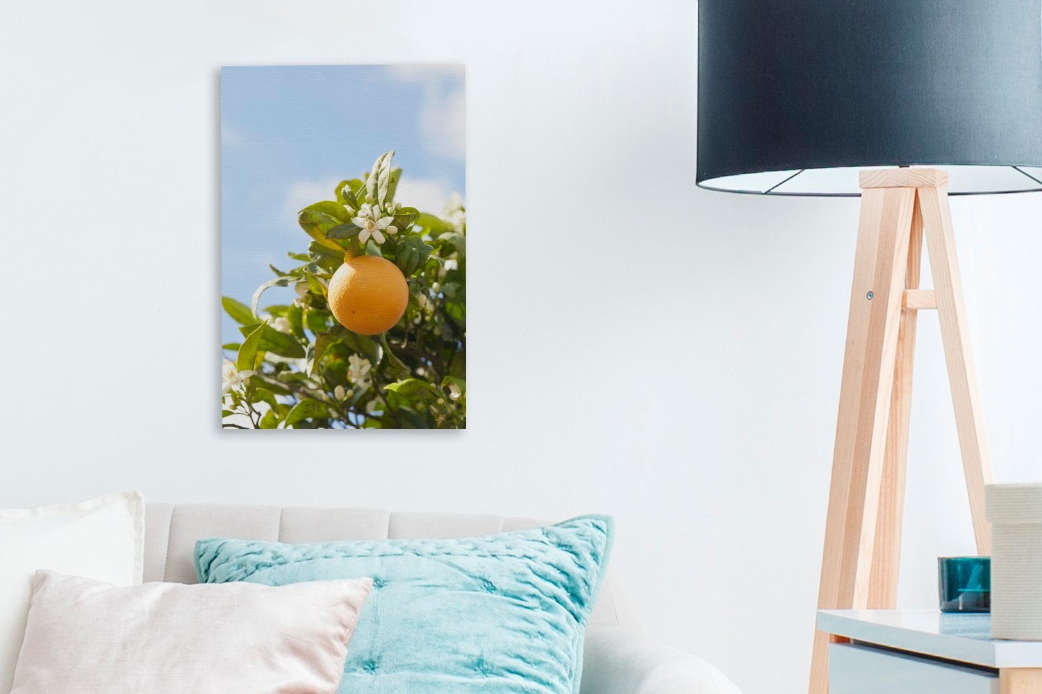 OneMillionCanvasses® Leinwandbild Orange - Baum fertig Gemälde, inkl. Frucht, - cm Leinwandbild (1 bespannt 20x30 Zackenaufhänger, St)