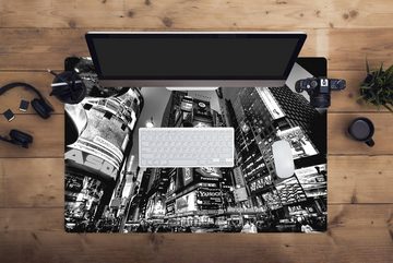 MuchoWow Gaming Mauspad New York - USA - Schwarz - Weiß (1-St), Büro für Tastatur und Maus, Mousepad Gaming, 90x60 cm, XXL, Großes