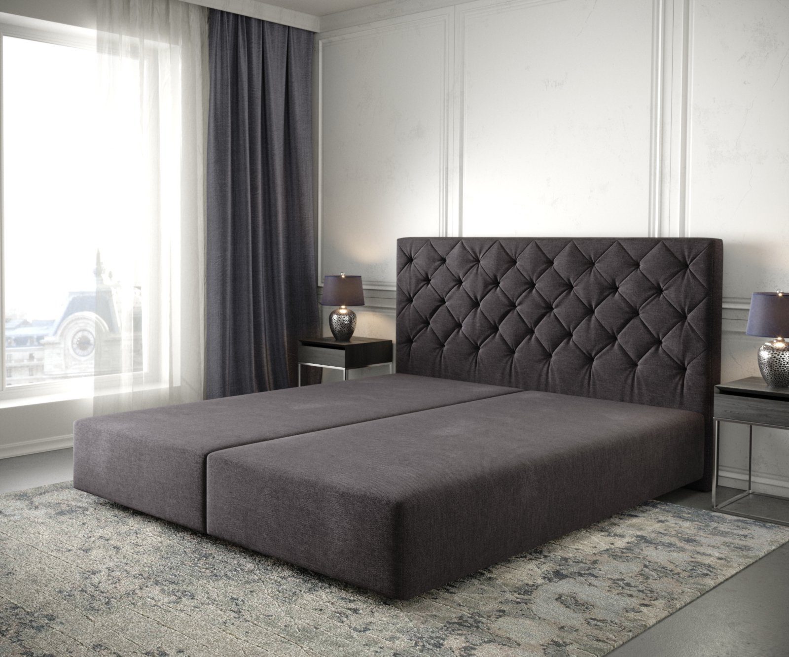 DELIFE Boxspringbett Dream-Great, Mikrofaser Schwarz 180x200 cm