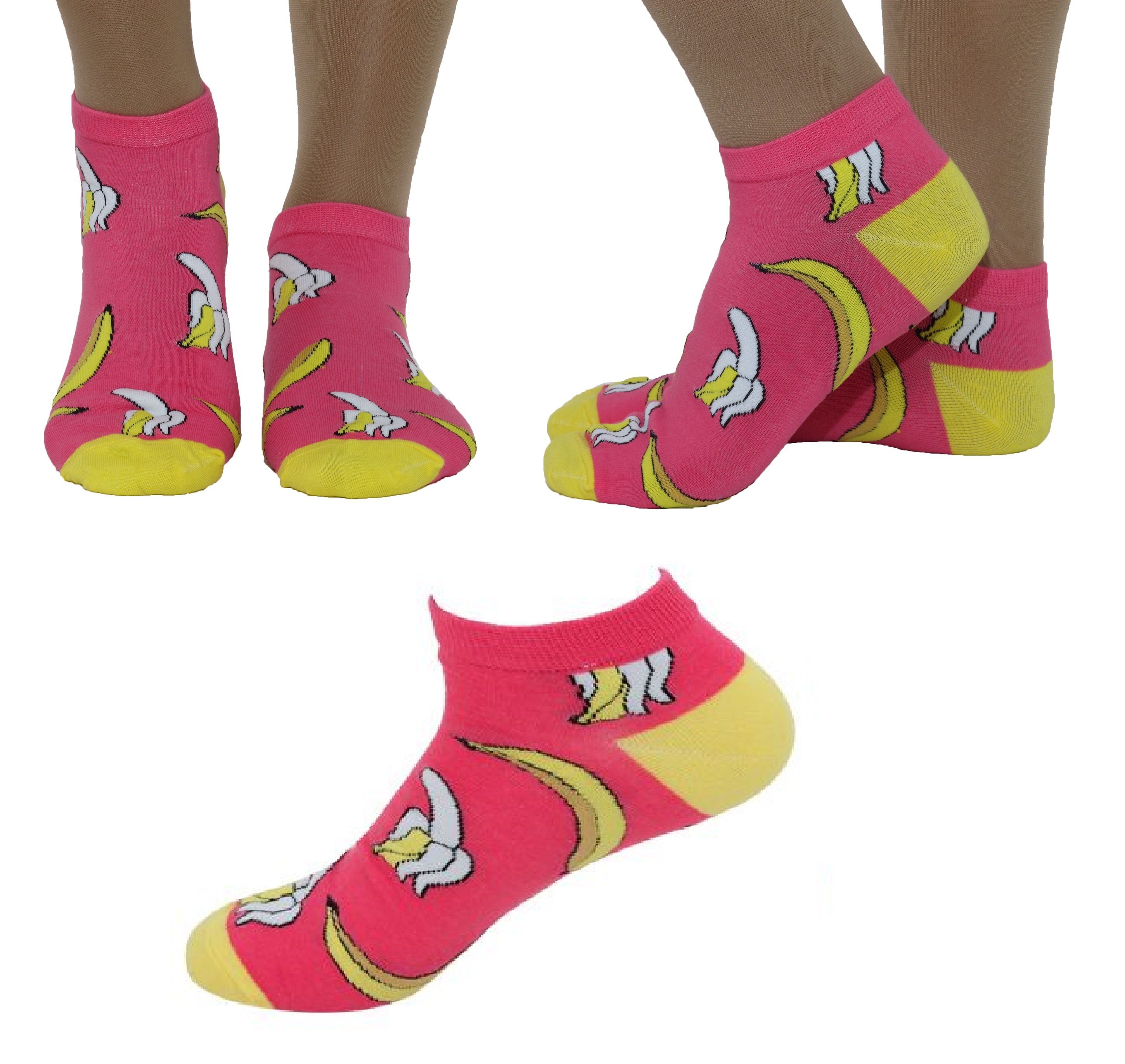 Rungassi Sneakersocken Damen Crazy Socken Sneaker Socken Kurz Gr. 39-42 B Pink