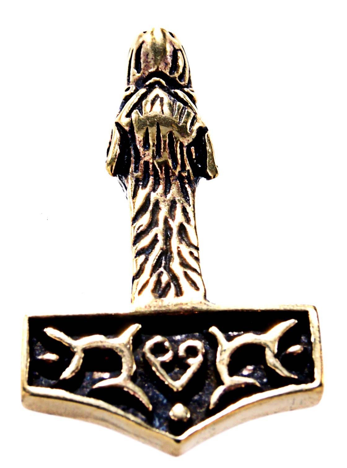 Nordisch Anhänger Leather Bronze Mjölnir of Wikinger Kiss horshammer Thor Kettenanhänger Thorhammer