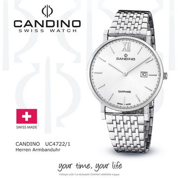 Candino Quarzuhr Candino Herrenuhr Classic, Herren Armbanduhr rund, Edelstahlarmband silber