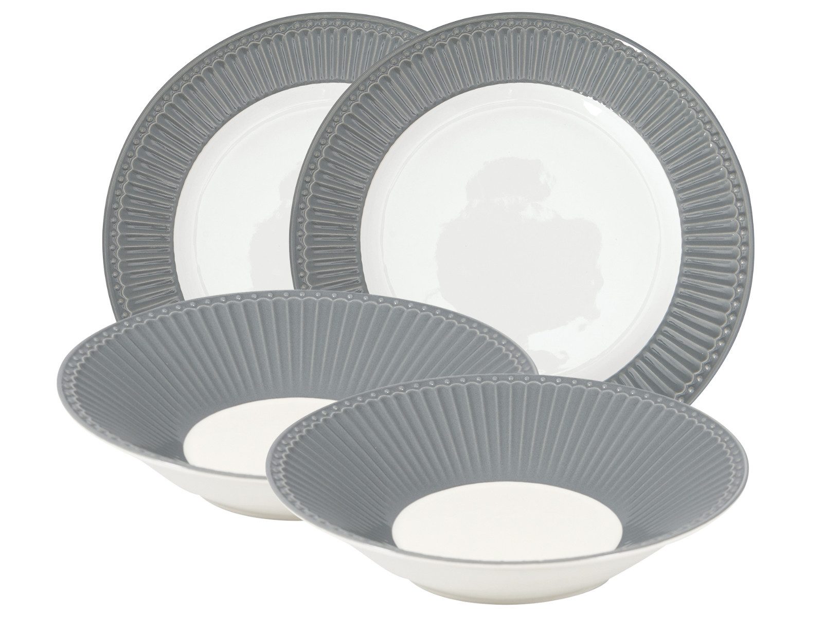 Greengate Тарелки-Set Alice Tafelset stone grey 4tlg, Steinzeug