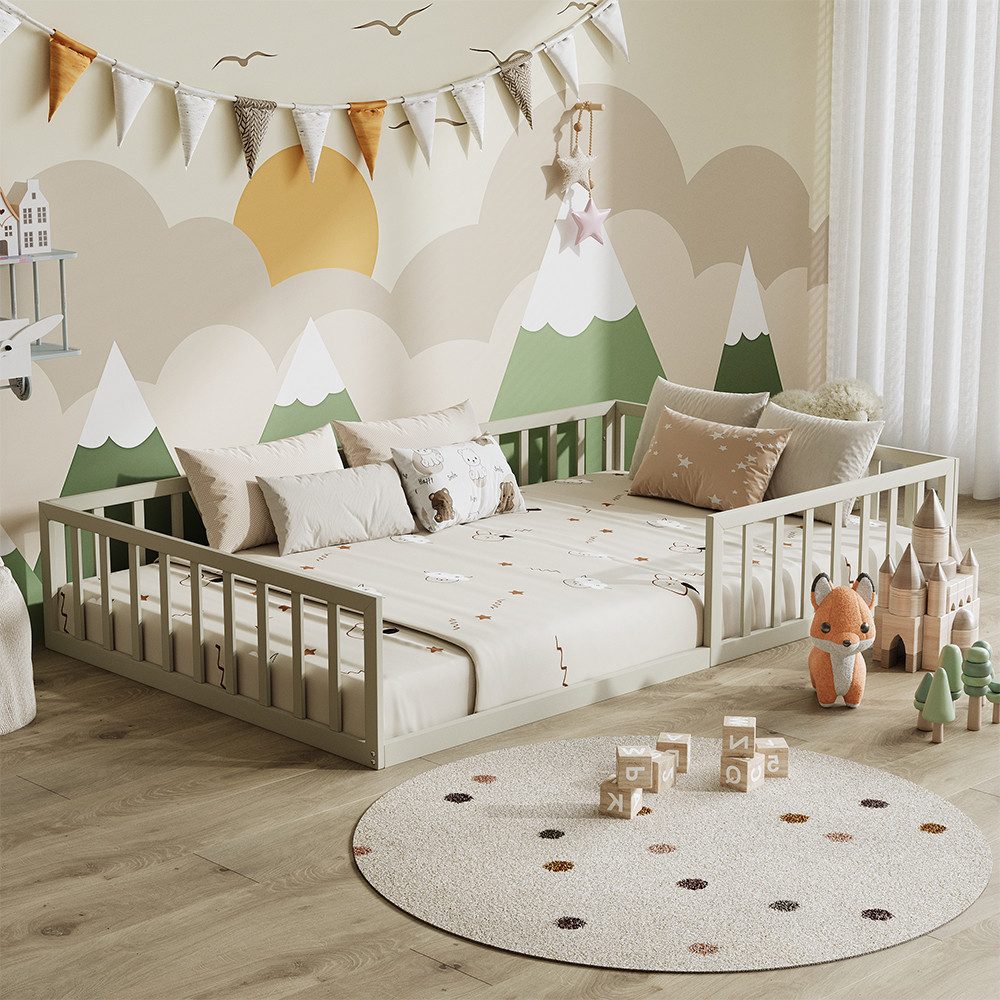 VitaliSpa® Kinderbett Minno, Greige, 205 x 125 cm ohne Matratze (1-tlg)