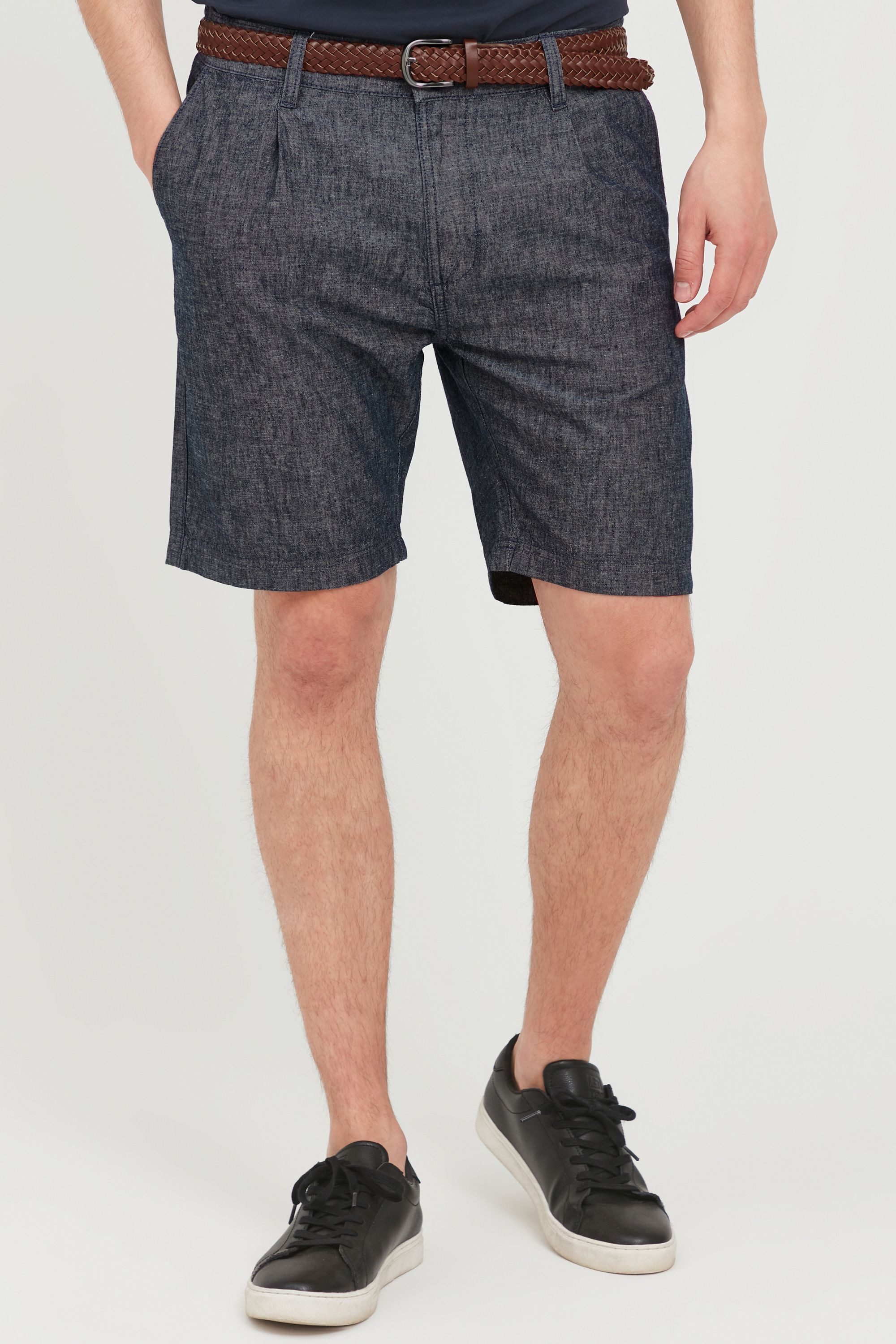 Indicode Shorts IDLedian Kurze Hose aus Leinenmix mit Gürtel