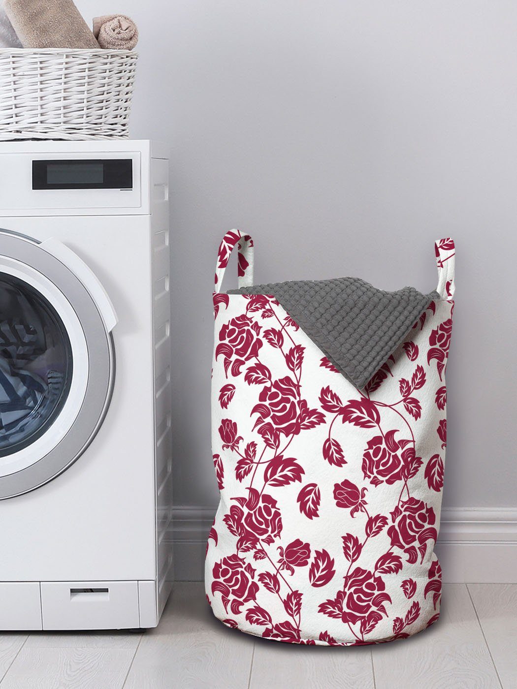 Waschsalons, Wäschekorb Simplistic farbige Abakuhaus für mit Rose feste Rosen Griffen Kordelzugverschluss Wäschesäckchen