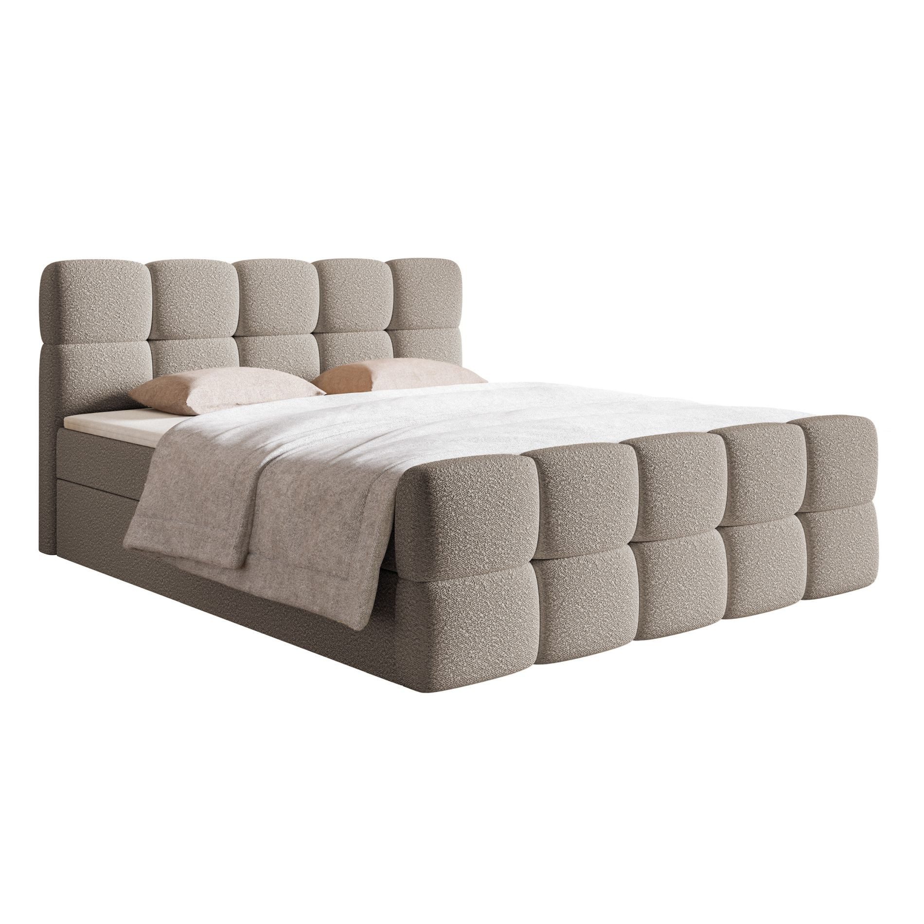 Selsey Boxbett CLOUDY, mit Matratze, Topper, Bettkasten und Bouclé-Bezug