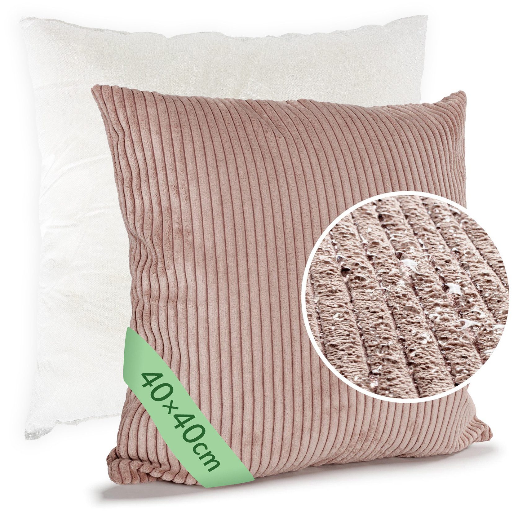 ANRO Dekokissen Kissenhülle MIT oder OHNE Füllung Kissenbezug Zierkissen, Kissenüberzug mit Füllung Cordsamt 40x40cm Einfarbig Altrosa