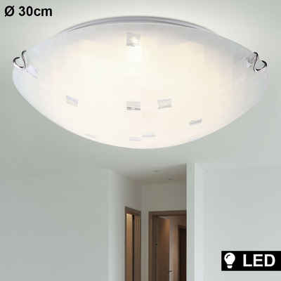 Globo LED Deckenleuchte, LED-Leuchtmittel fest verbaut, Warmweiß, LED Decken Lampe Glas Ess Zimmer Beleuchtung Chrom Flur