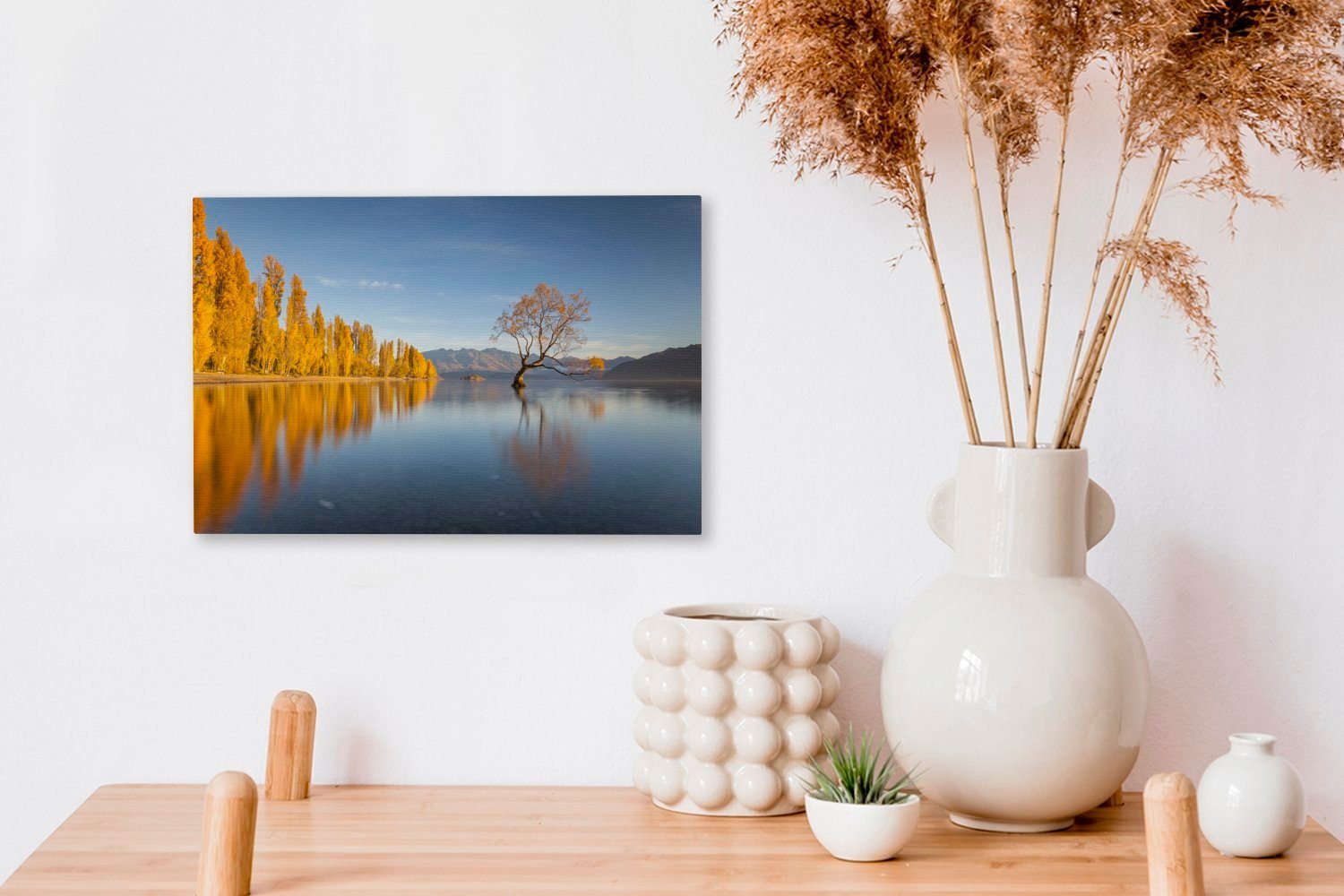 OneMillionCanvasses® Leinwandbild Wasser - Baum Leinwandbilder, cm (1 30x20 See, - Wandbild Wanddeko, St), Aufhängefertig