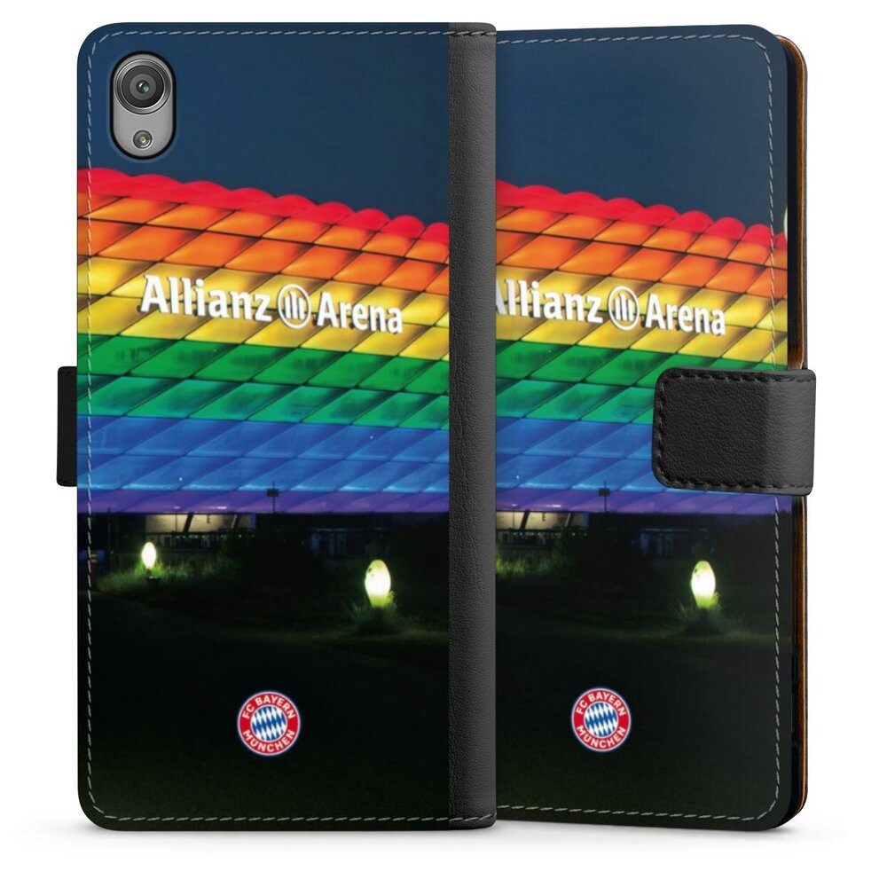 DeinDesign Handyhülle FC Bayern München Regenbogen Stadion Allianz Arena Rainbow, Sony Xperia X Hülle Flip Case Klapphülle Handytasche Leder