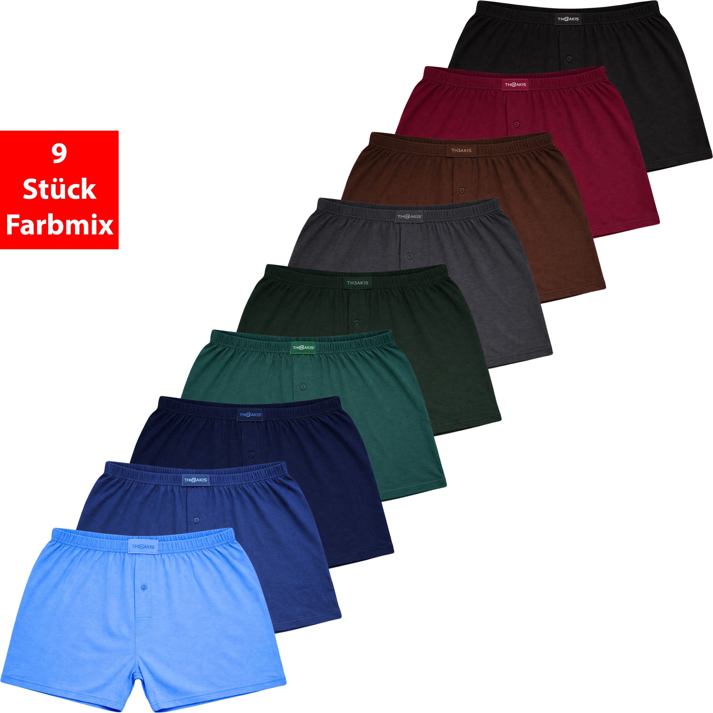 Fashionschmiede Boxershorts Herren Boxershorts Baumwolle 3er-9er Pack Eingriff Unterwäsche (Set, 9-St., 9er-Pack) 100% Baumwolle, Komfortbund, große Größen S–6XL
