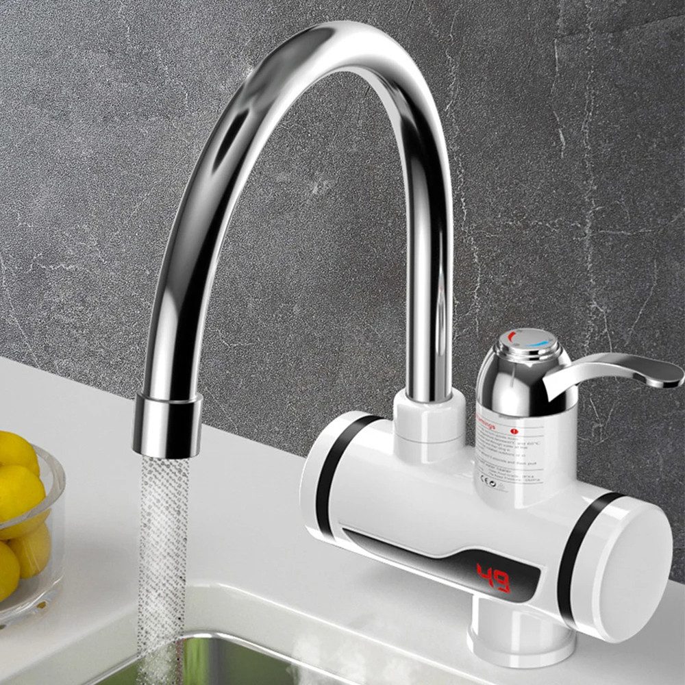 MECO Küchenarmatur (Sofort-Heißwasserhahn 220V, 1-St) Energiesparend, drehbar & mit Temperaturanzeige