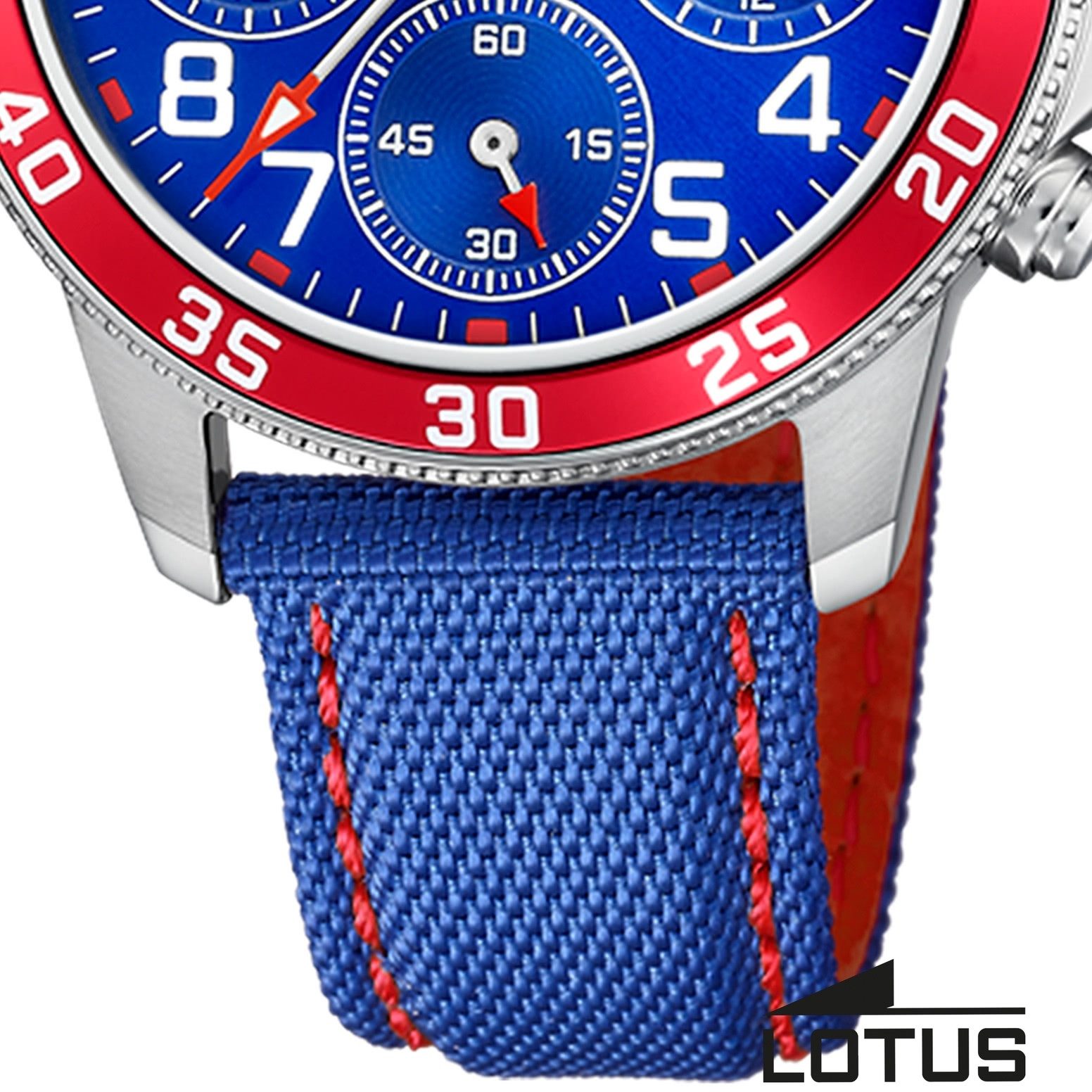 Lotus Chronograph Lotus Kinderuhr Leder blaurot Lotus, (Chronograph), Kinder Armbanduhr rund, mittel (ca. 36mm), Edelstahl