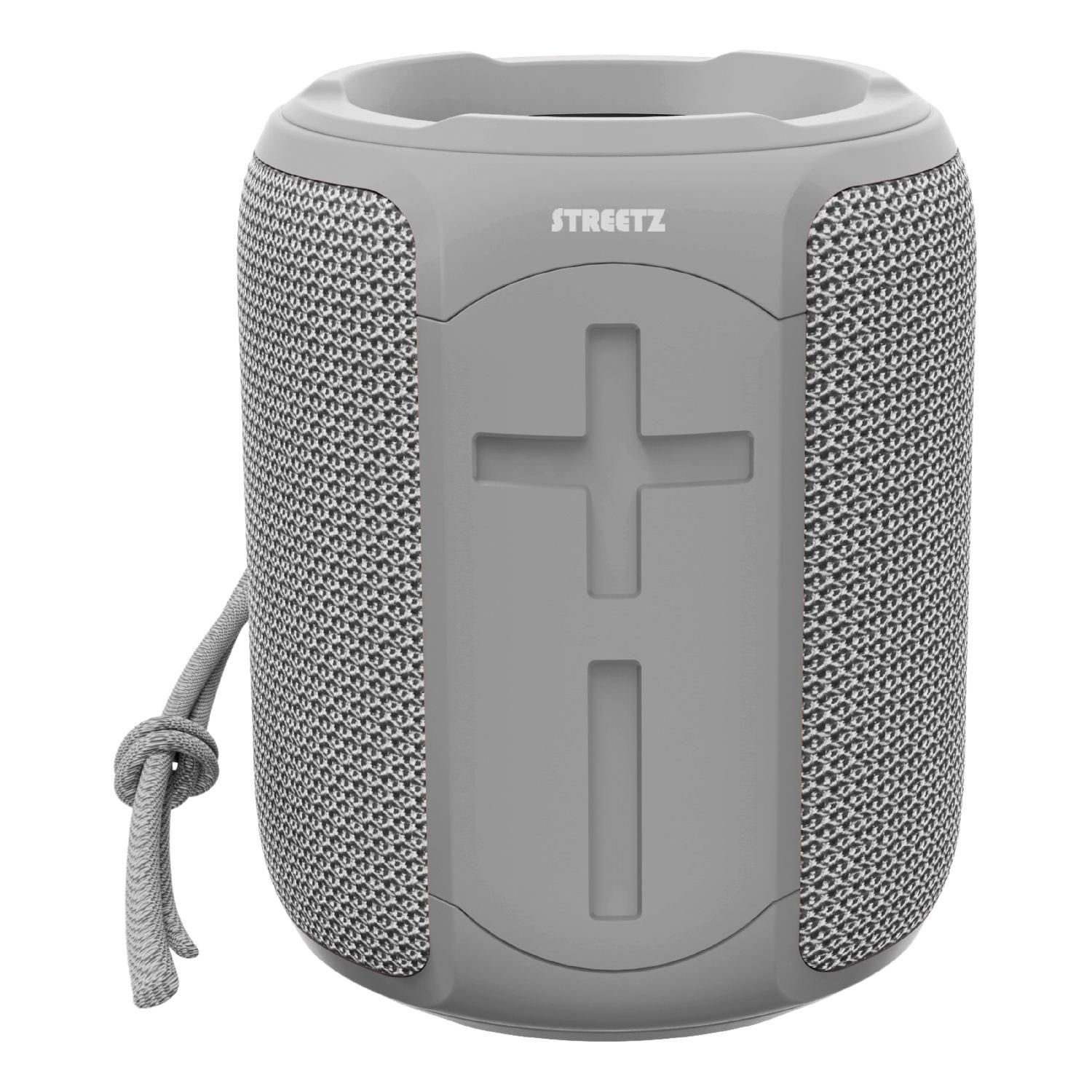 STREETZ 10W Bluetooth Speaker mit TWS & IPX7 MicroSD AUX IN bis 10h Bluetooth-Lautsprecher (Bluetooth, 10 W, inkl. 5 Jahre Herstellergarantie) hellgrau