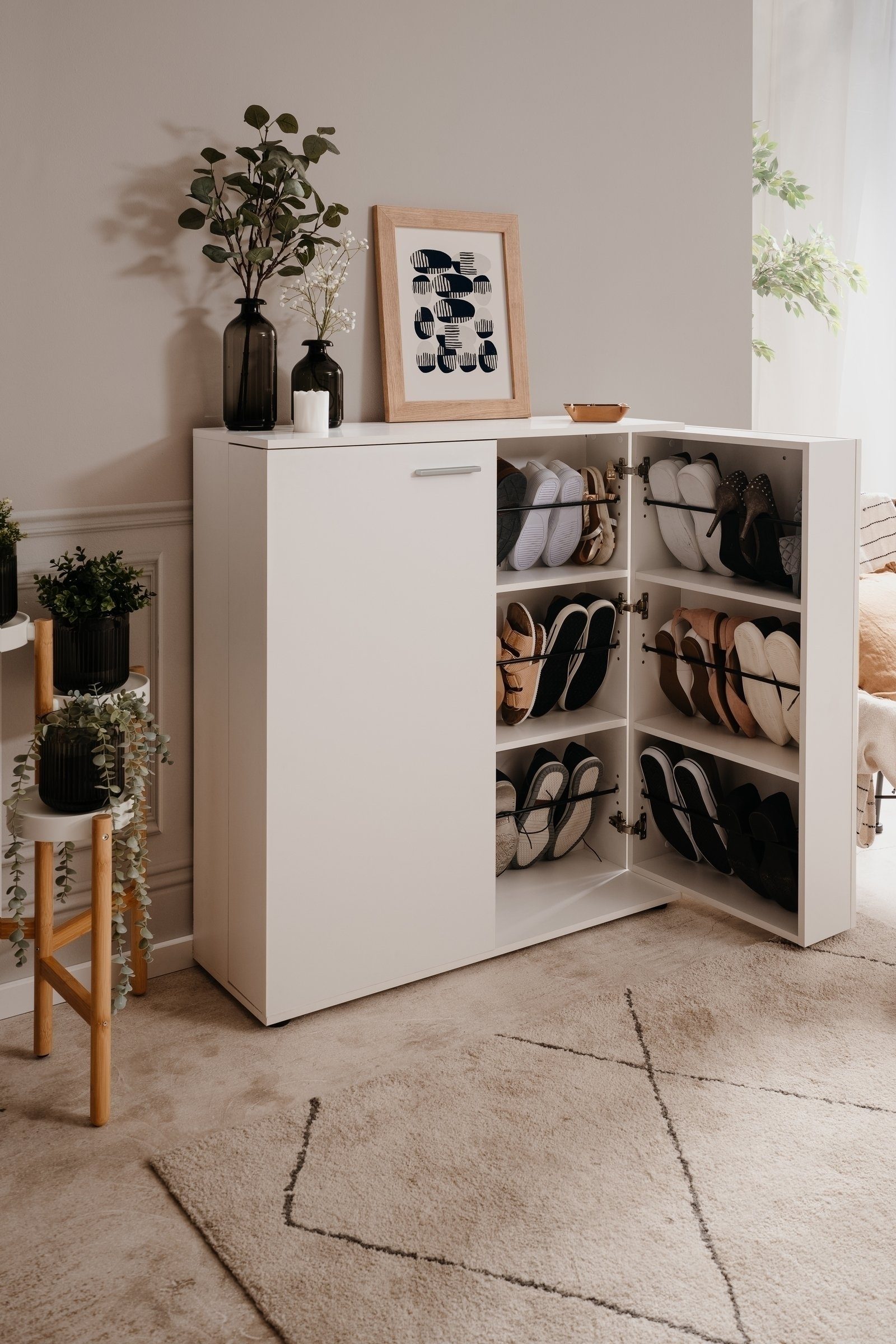 Finori Schuhschrank in weiß - 100x110x34cm (BxHxT)