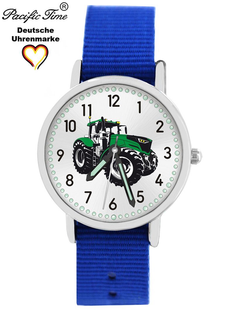 Pacific Time Quarzuhr Traktor Wechselarmband, Design Kinder - royalblau Armbanduhr Gratis und Versand Match grün Mix