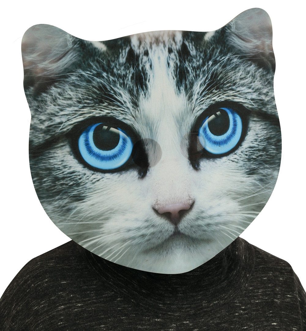 Fries Verkleidungsmaske XXL Tier Katzen Halbmaske mit Gummizug 34 x 35 cm Halloween Karneval, Mit Gummizug
