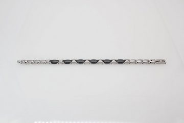 ELLAWIL Gliederarmband Edelstahl- Keramikarmband Handgelenkkette Damenarmband Schwarz Silber (Armbandlänge 19 cm, Breite 6 mm x 3 mm), inklusive Geschenkschachtel