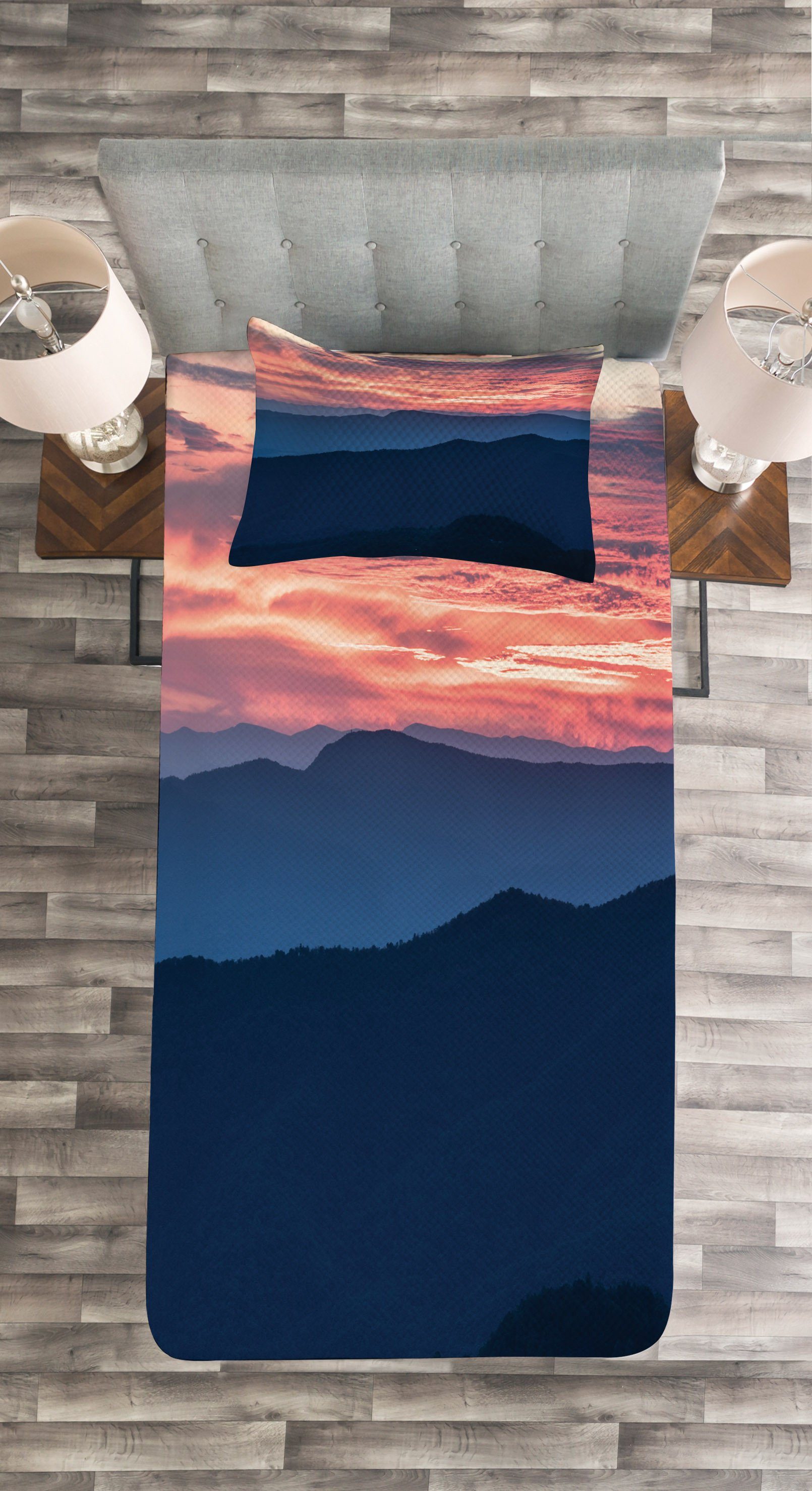 Kissenbezügen Waschbar, Ridge Tagesdecke Set Landschaft Abakuhaus, mit Blue Appalachian