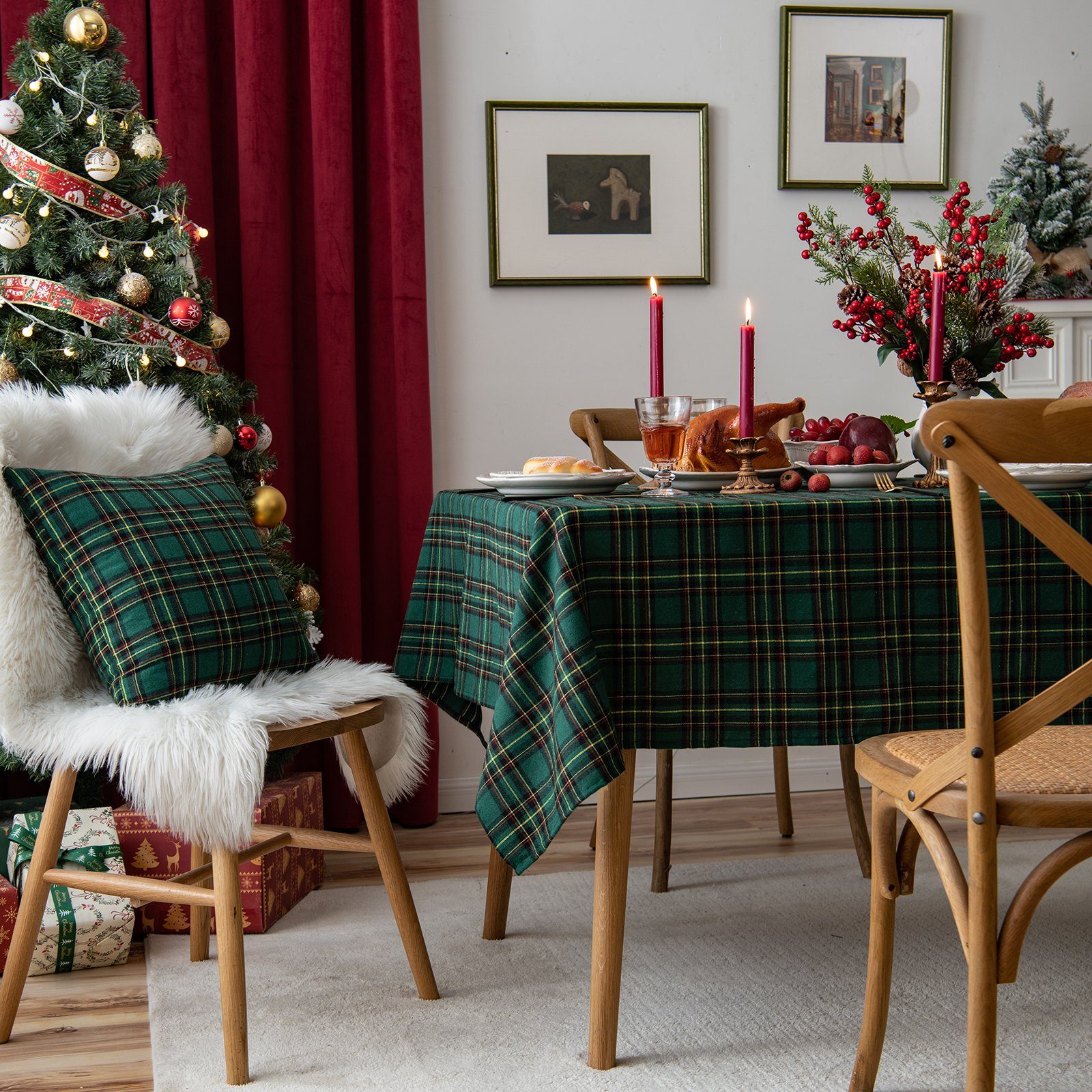 Qelus Tischdecke Weihnachten Tischdecke Karierte 140x140/140x200/140x260cm günstig online kaufen