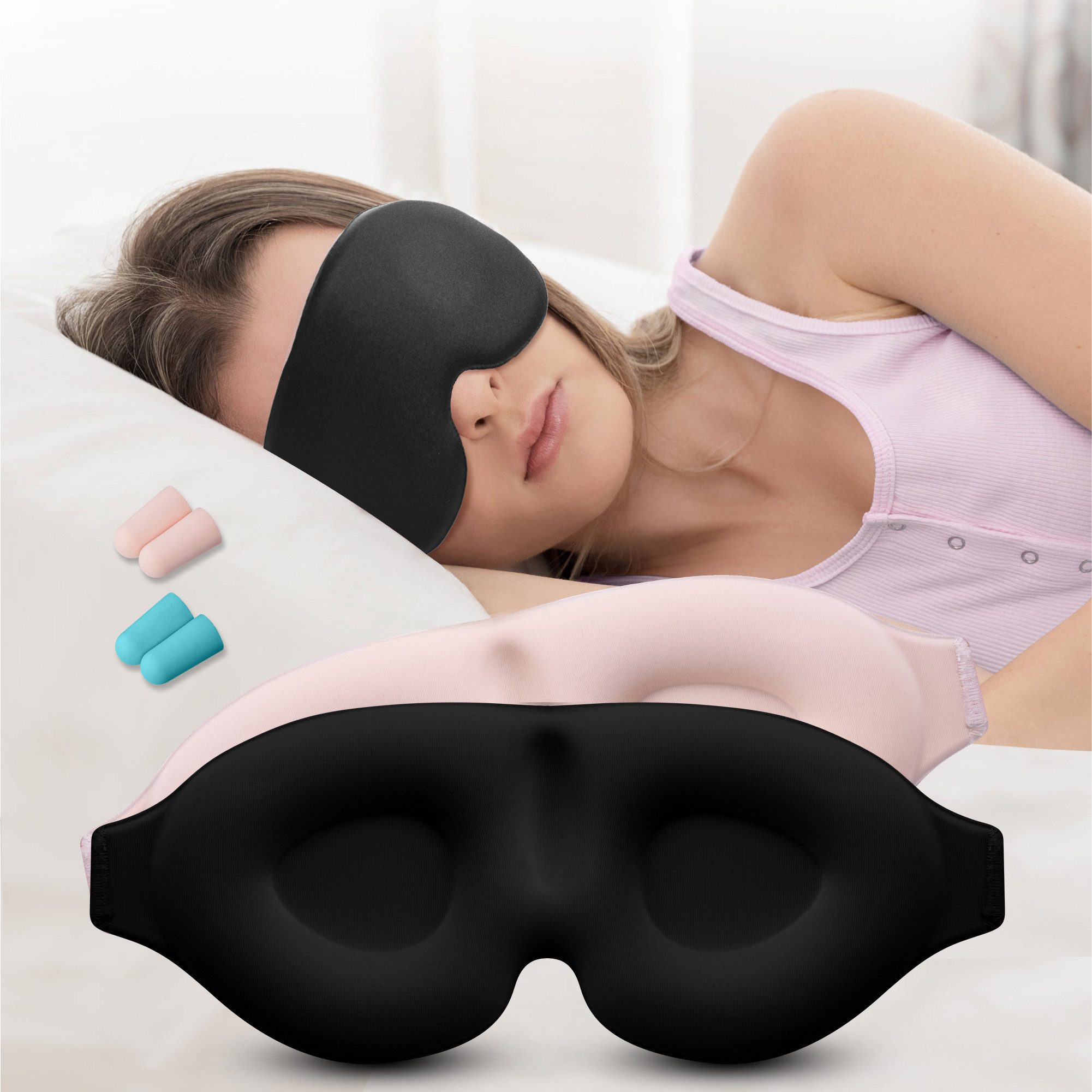 Schlafmaske 3D Schlafmaske 2er Set - Schlafbrille Herren Frauen - Schlafmasken