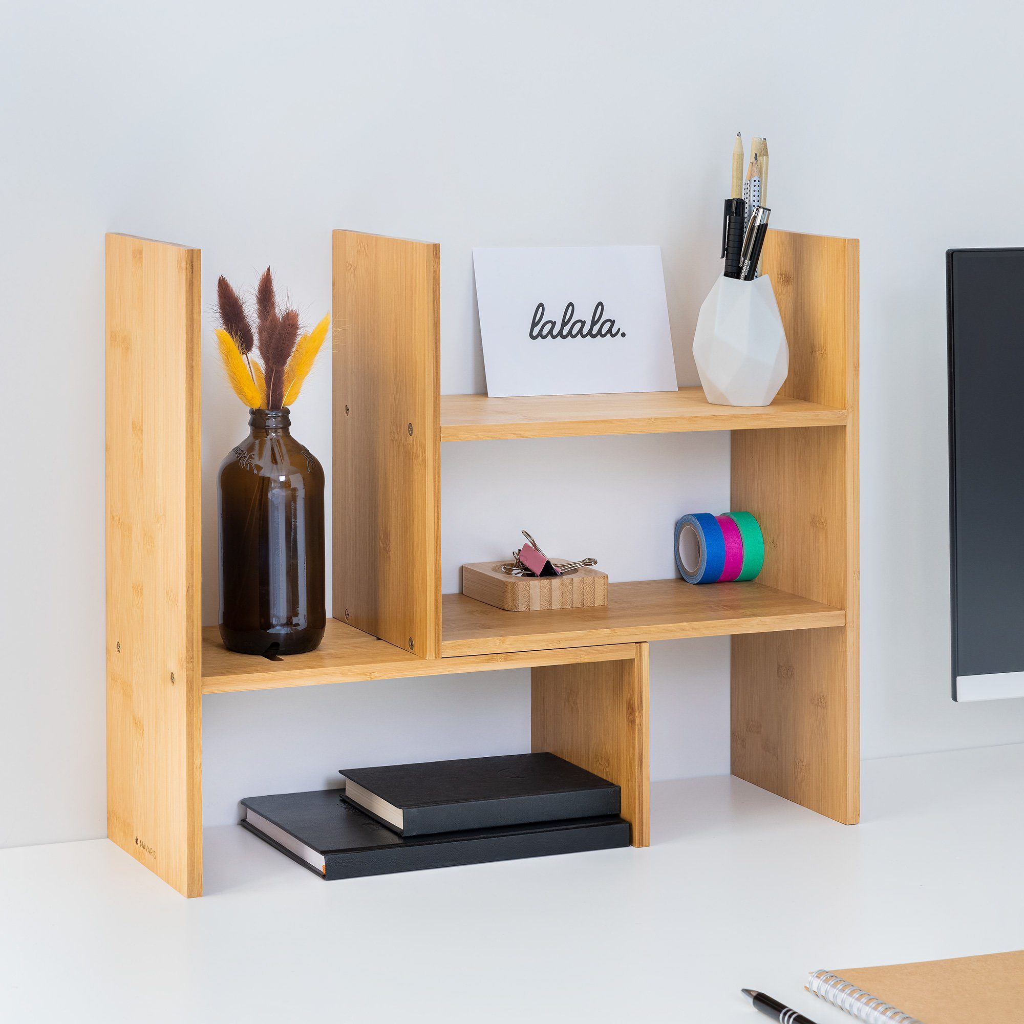 Navaris Bücherwand Schreibtisch-Organizer 51x15,5x40 - verstellbares günstig online kaufen